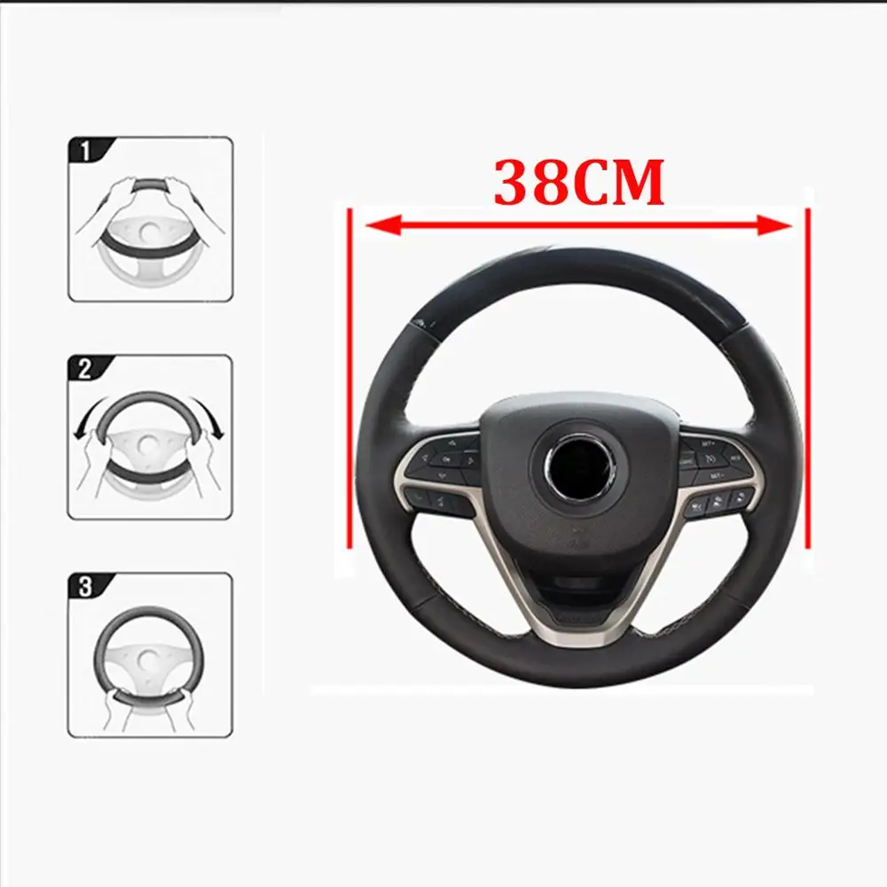 

Car Steering Wheel Cover Leather Protector Carbon Fiber For 37~38CM Car-styling Sport Anti-Slip Steering Wheel Accessories