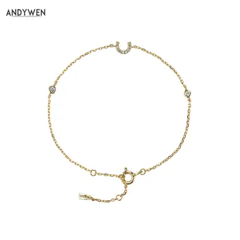 

ANDYWEN 925 Sterling Silver Letter C Initial Women Name Bracelet Crystal CZ Zircon 2020 Best Friend High Quality Luxury Jewelry
