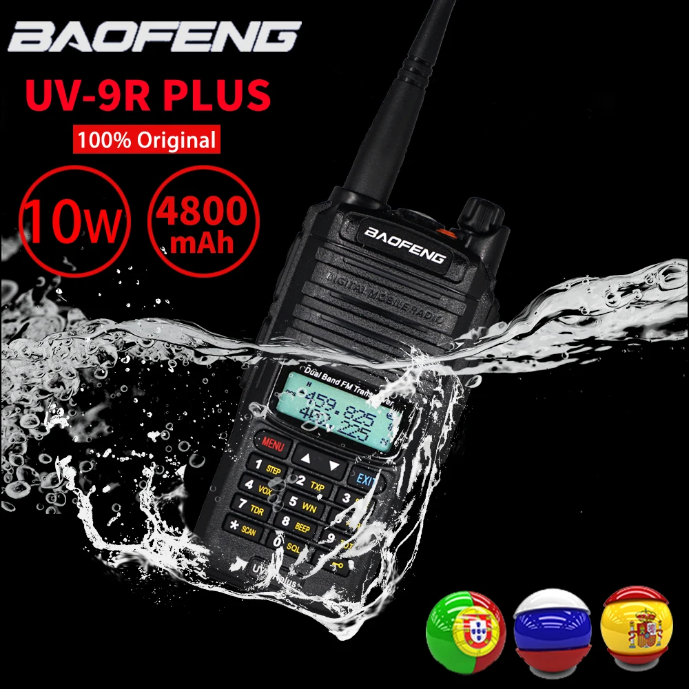 ¡Oferta! Baofeng walkie talkie UV 9R Plus, alta potencia, 10W, resistente al agua IP67, banda