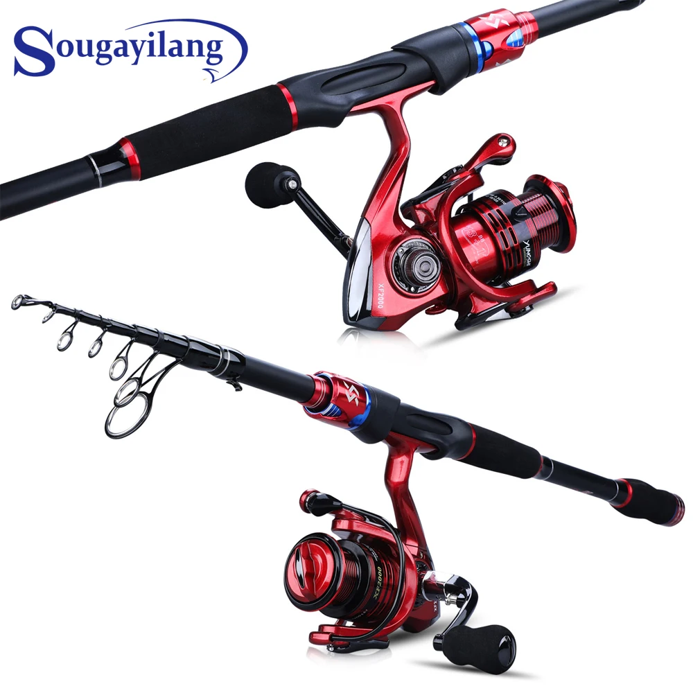 

Sougayilang 1.8-2.4m Fishing Rod Spinning Fishing Combo Portable Carbon Telescopic Fish Rod with 13+1BB Fishing Reel Travel Set