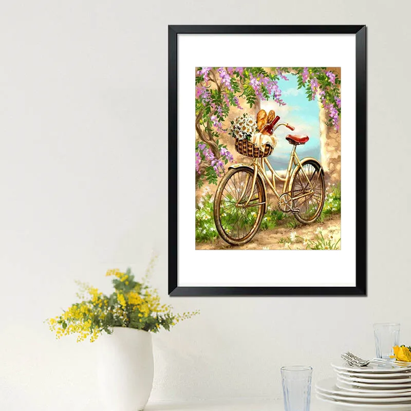 

Bicycle 5D DIY Full Round Diamond Painting Partial Drill Embroidery Craft Cross Stitch Home Living Room Decorations Child'S Gift