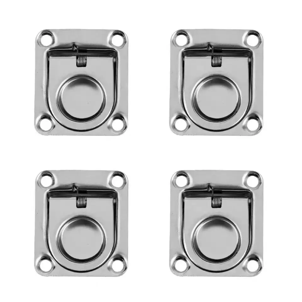 

4Pcs Boat Recessed Hatch Spring Loaded Pull Handle Marine Locker Flush Lifting Ring Pull Stainless Steel Deck Hatch Boat Part