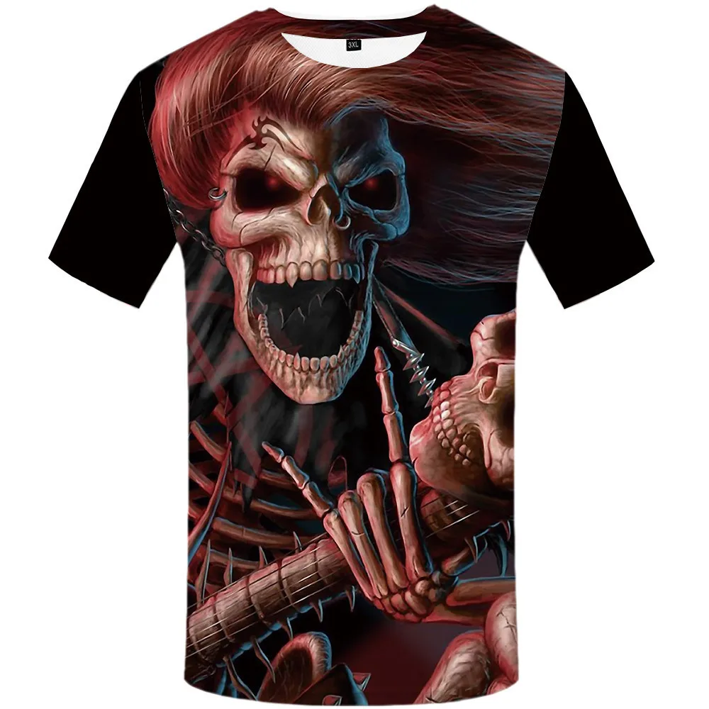 

Horror Skull T-shirt 3d Digital Printing Short Sleeve Men and Women Personality Cool Humor Super Men's Round Neck Hot Couple