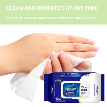 

Antibacterial Wet Wipe Tissue Clean Hand Health Care 80 Wipes/Pack Alcohol Wet Wipe Disposable Disinfection FD