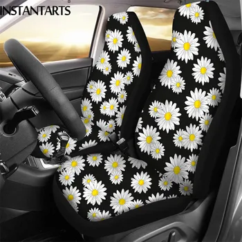 

INSTANTARTS Daisy Flower Printed Auto Intorior Front Seat Decoration Sheet Slip-Resistant Vehicle Seat Covers Car Seat Protector