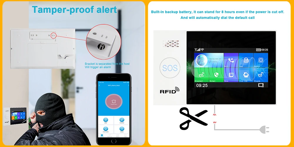 Awaywar Wi-Fi GSM умная сигнализация Домашняя безопасность охранный комплект 4,3 дюймов сенсорный экран приложение дистанционное управление RFID Arm Disarm