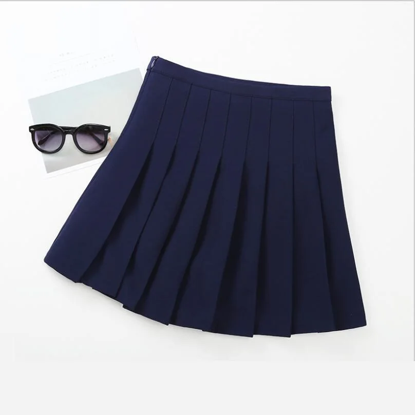 Юбка в британском стиле для школьниц; детская плиссированная юбка; одежда для маленьких детей; одежда для подростков - Цвет: navy blue skirt girl