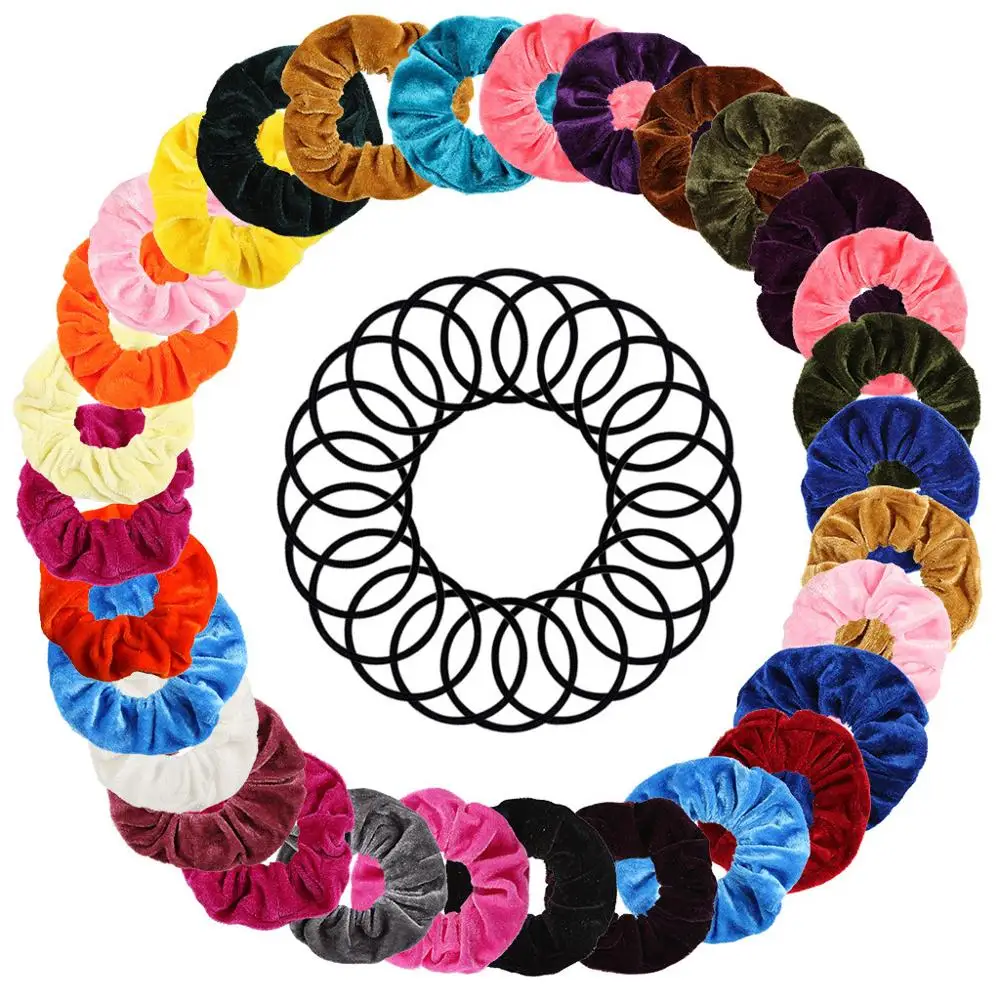 50PCS 50,40 шт. бархатные резинки для волос для женщин и девушек эластичные резиновые ленты аксессуары резинка для женщин кольцо для волос Веревка конский хвост держатель# G1 - Цвет: 50PCS