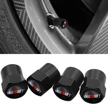 

4pcs Black Car Wheel Cap Tire Valve Caps for Ralliart Logo for Lancer ASX Outlander Pajero Carisma Galant EVO Colt Style