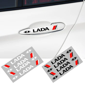 

4Pcs Car Styling Fashion Creative Car Door Handle Decals Design Stickers Vinyls Decals for Lada granta kalina priora niva 2110 x