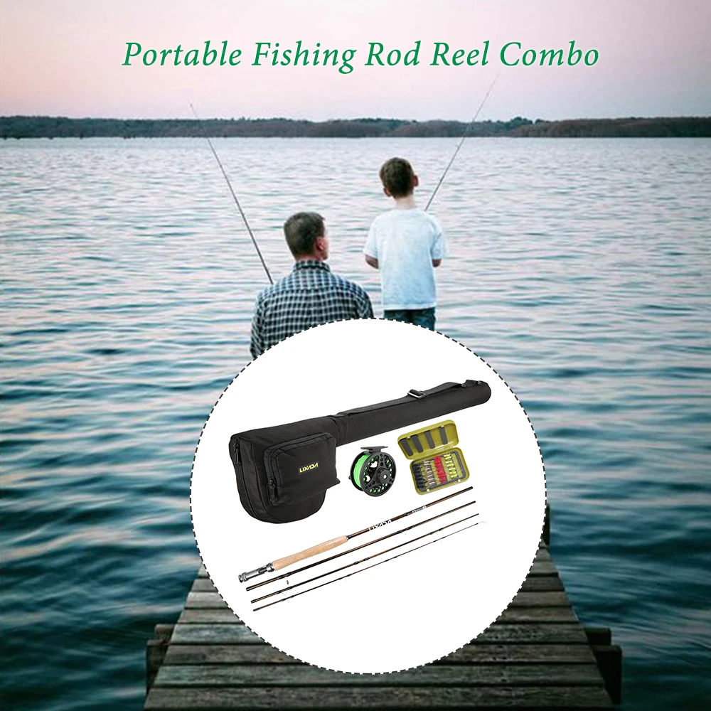 Lixada Portátil Conjunto De Pesca Com Mosca