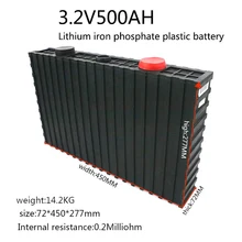 Lifepo4-batería de litio de gran capacidad, 3,2 V, 500Ah, 4 Uds., recargable, 3.2V500ah, batería de fosfato de hierro