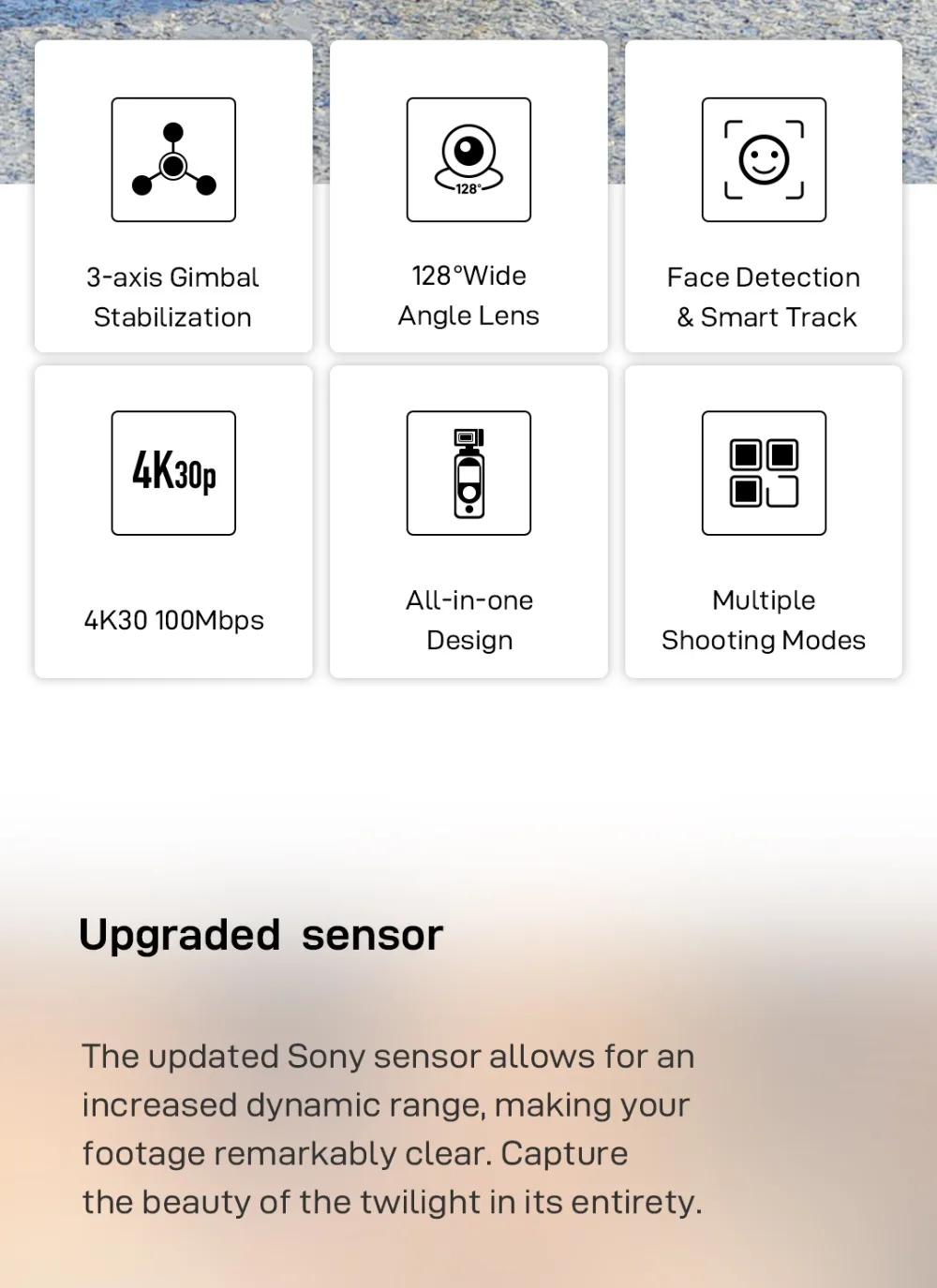 FIMI PALM 2 3-Axis Handheld Gimbal Camera Stabilizer 128° Wide Angle FPV 4K 100Mbps WiFi 308 Min Noise Reduction MIC Smart Track