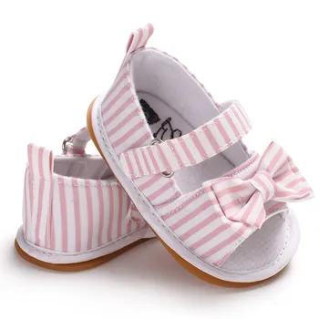 

Pudcoco Kid Striped Sandals Clogs Baby Girls Soft Sole Non-slip Walking Shoes Summer Sandals Clogs