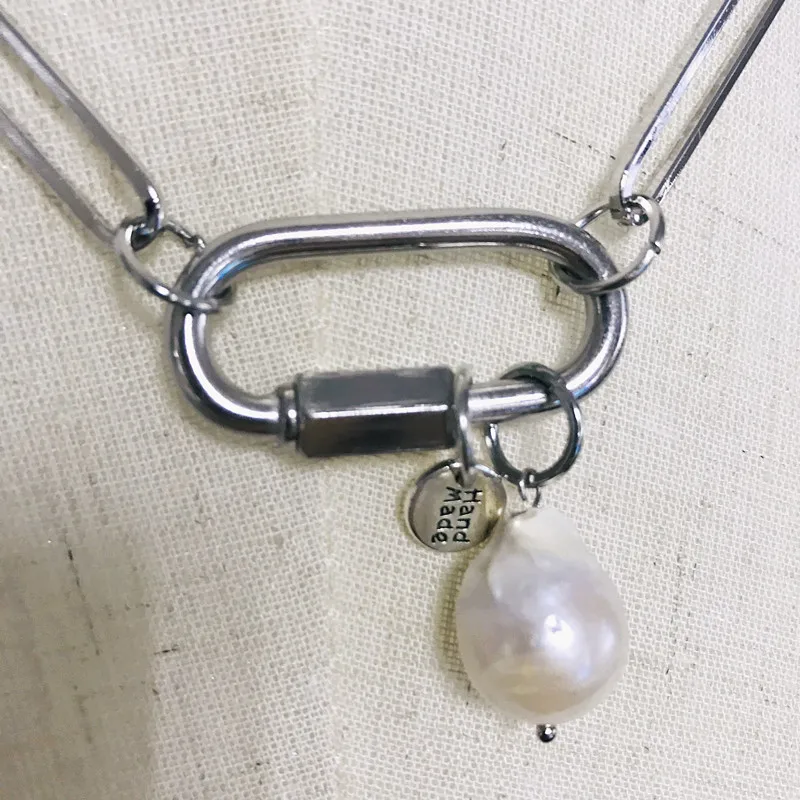 pérola, colar vintage com pingente barroco, joia