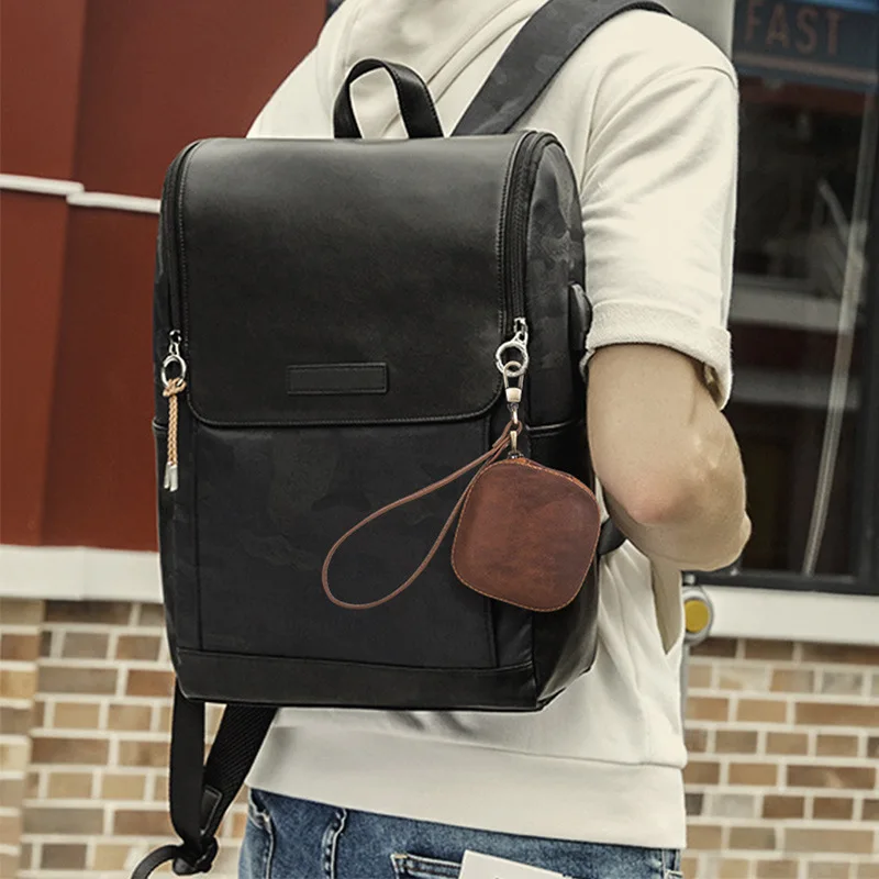 Luxury Leather Earphone Case for Kz ZSTX ZSN Vintage Headphone Case with Keychain Cable Storage Case Earphone Case for TRN