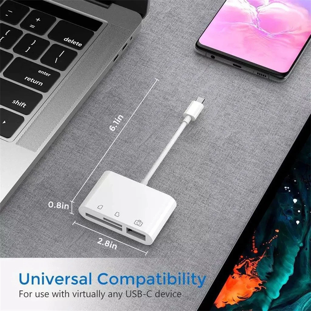 H40 3 в 1 type C к USB 2,0/SD/TF кард-ридер OTG концентратор адаптер для Macbook-Pro type C к USB 2,0/SD/TF карта памяти