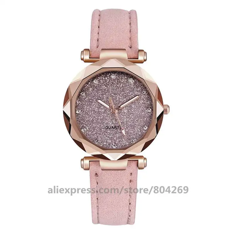 Модные Повседневные звездное небо женские часы для женщин тонкий кожаный ремешок Роскошные наручные часы женские часы Relogio Feminino