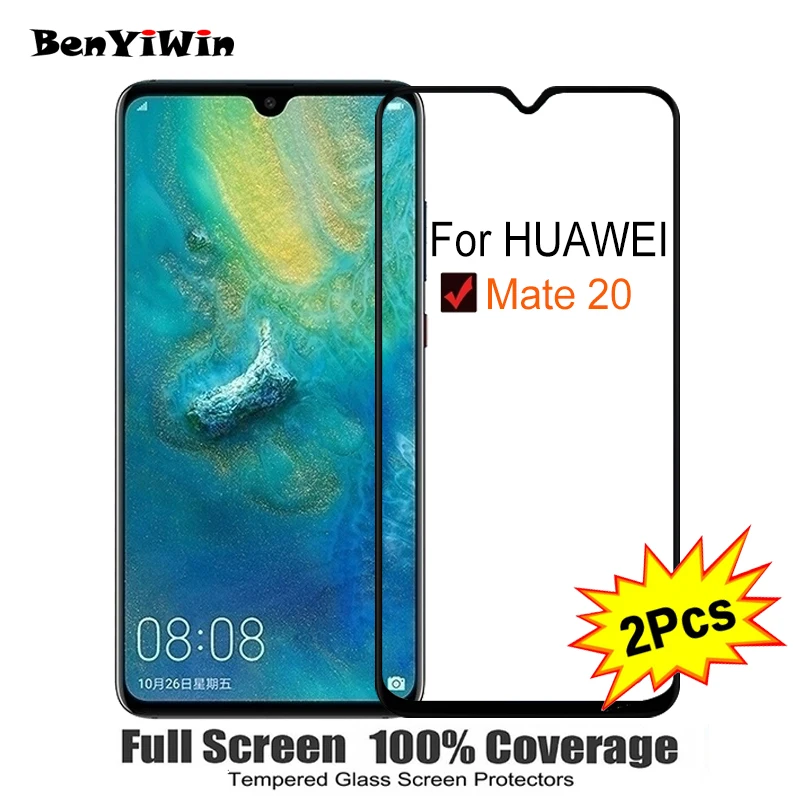 

2PCS Screen Protector Tempered Glass 100% Full Cover For HUAWEI Mate 20 9H Scratch Proof Protective Film Case For Mate20 Glass