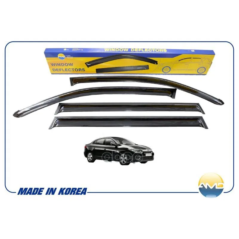 Дефлекторы Окон Black(Renault Fluence Sed 09-)(К-Т 4шт) Amddk194 AMD арт. AMDDK194