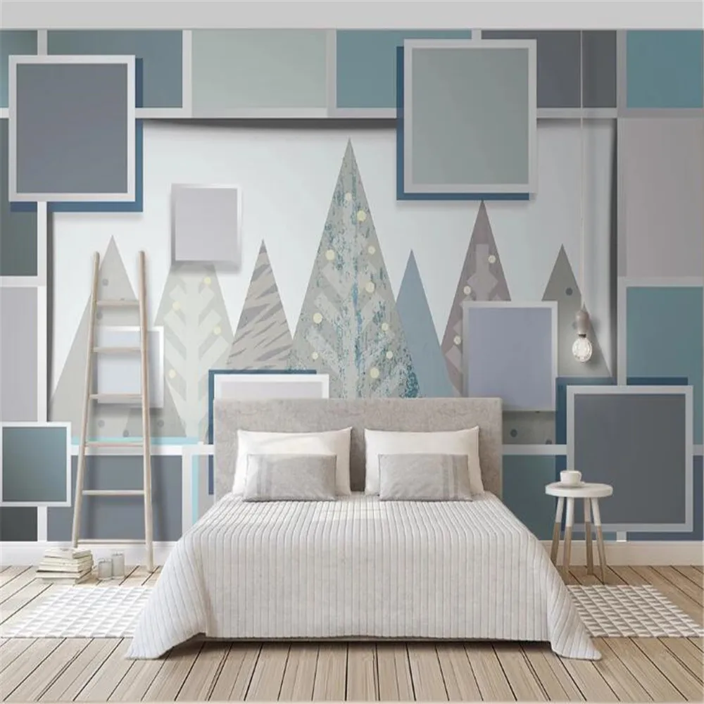 

milofi factory custom wallpaper mural 3d three-dimensional geometric square wood TV background wallpaper mural