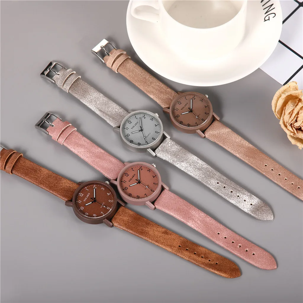 Женские повседневные наручные часы с арабскими цифрами роскошные женские кожаные кварцевые часы YOLAKO для дропшиппинг часы