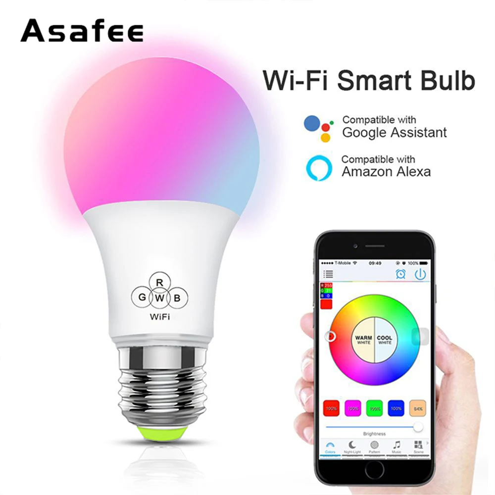Tablette Ampoule WiFi EXTSUD Ampoule Connectée Intelligente Lampe LED Couleur Multicolore RGB Contrôlé par  Echo Alexa Smartphone Android et iOS E27 