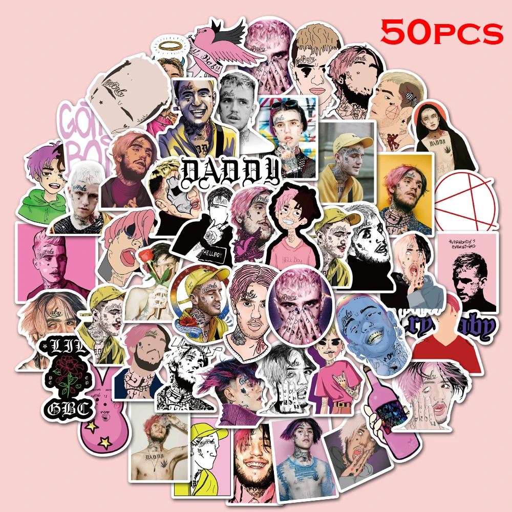 50pcs Singer LIL PEEP Stickers for Luggage Laptop Bike Skateboard Stickers Waterproof Children's Toy Graffiti Stickers