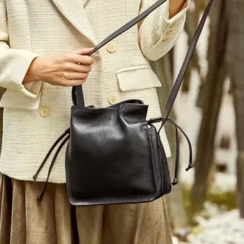 

Women Girls Leather Drawstring Shoulder Bag Purse Tote Messenger Satchel Crossbo F42A