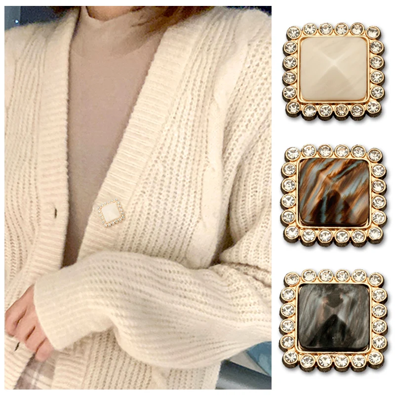 3 шт. Стразы металлические золотые винтажные квадратные пуговицы для одежды