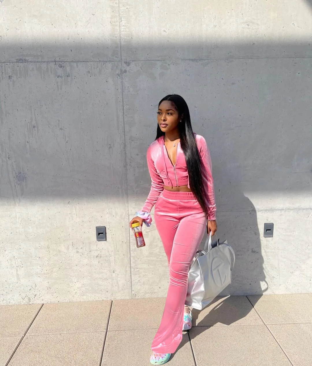 

Women Solid Two Piece Set Autumn Velvet Zip Hooded Crop Top Wide Leg Pants Matching Set Streetwear Sport Casual Tracksuit Outfit