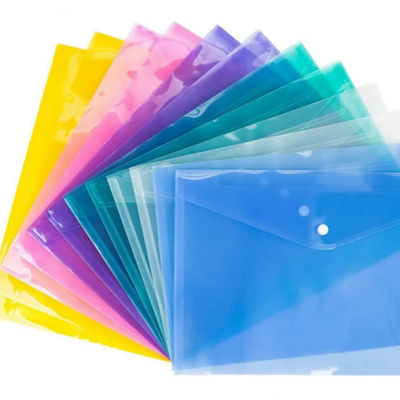 Bajo costo Bolsa de documentos clara A4, carpeta de archivos de papel, papelería, escolar, oficina, PP, 6 colores, nuevos, 12 Uds. EqyjB68N