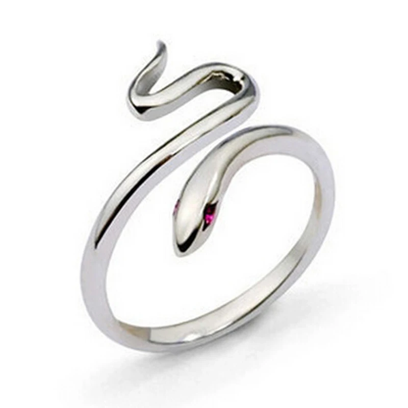 Uds caliente nueva moda bonita serpiente Chapado en plata genial anillos abiertos para la joyería de las mujeres en venta