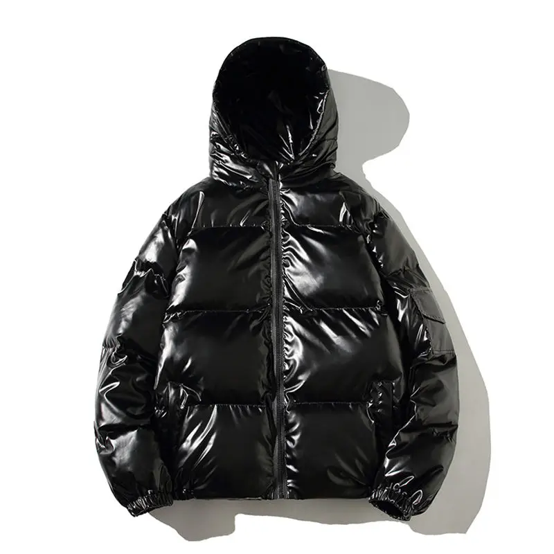 

Winter Shiny Jacket Men's Warm Fashion Casual Hooded Short Coat Men Streetwear Loose Thick Jackets Parka Mens Clothes M-5XL