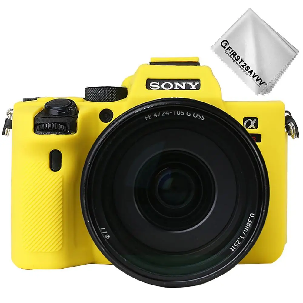 Мягкий силиконовый резиновый чехол для камеры, сумка для sony A7R IV A7R4 A7R mark 4, защитный чехол для тела с тканью для очистки - Цвет: Yellow