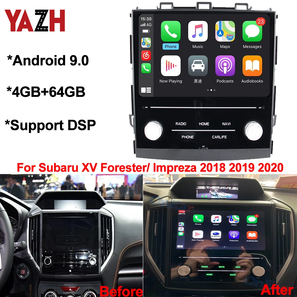 Автомобильный мультимедийный плеер YAZH Android 9 0 для Subaru XV Forester/ Impreza 2018 2019 2020 с 4 Гб 64