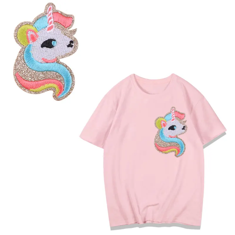 

Cute Animal Unicorn Patch Iron on Patches for Clothes Heat Transfer Badge Sew on Stickers for Kid Clothing Embroidery Applique G