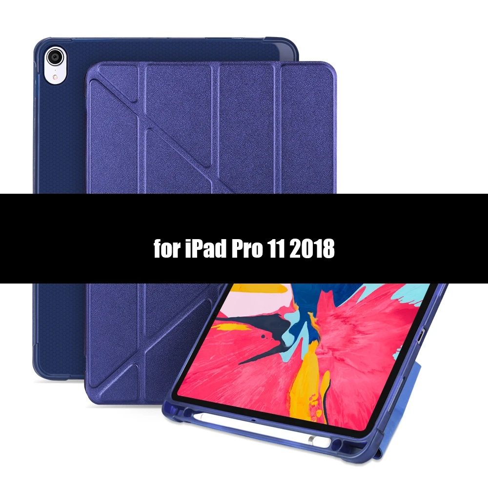Для iPad Pro 10,5 чехол с карандашом держатель для iPad Air 3 чехол Funda, для iPad 10,2 чехол Pro 11 Air 1 2 9,7 - Цвет: Dark Blue-3