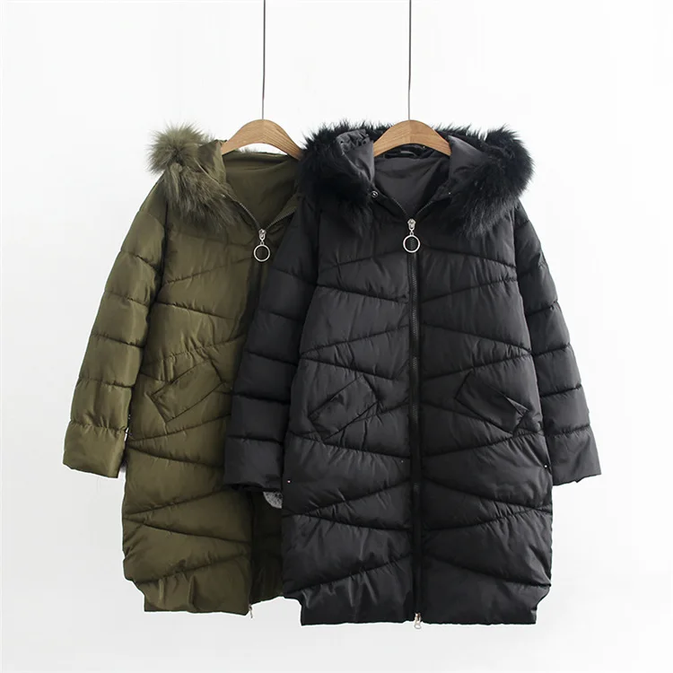 

2019 Women's Winter Coat Really Fur Plus Size Long Hoodie Warm Women Winter Jacket Biological-Down Female Parkas 4XL