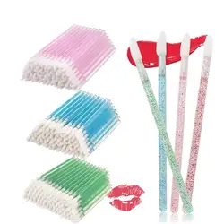 50/100PCS Disposable Lip Brush Mascara Applicator Lipstick Wands Eyeshadow Lip Gloss Cleaning Make up Brushes Eyelash Tools