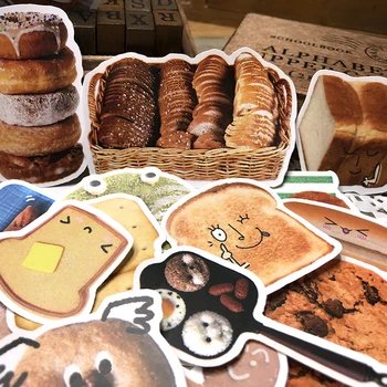 

25PCS Cute bread dessert expression happy early hand account material gourmet hand account sticker diary album DIY
