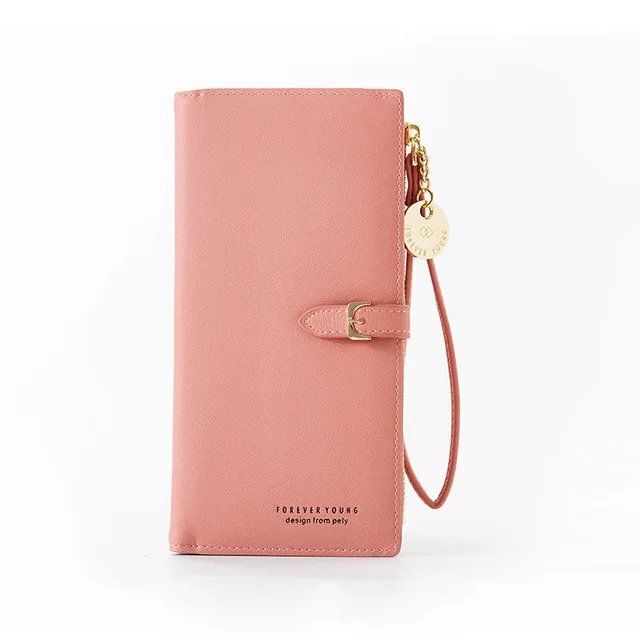 Розовый Ladies long Wallet Fashion Designer Money+Phone+Coin+Card Big Women Wallets With Zipper Pocket Cute Clutch Female Purses - Цвет: Розовый