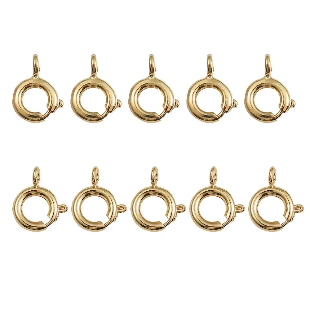 5/20pcs 18k True Gold Plated Copper Spring Ring Clasp With Open Jump ...