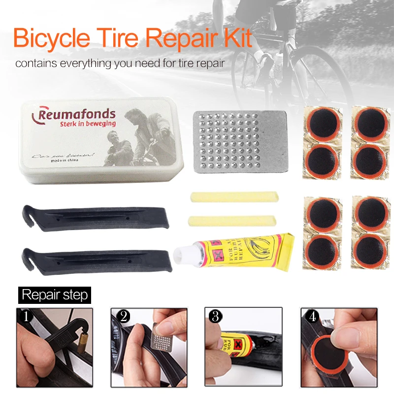 1 Glue Motor Bicycle Bike Tire Tyre Tube RePair Kit 8pc Rubber Puncture Patch | Спорт и развлечения