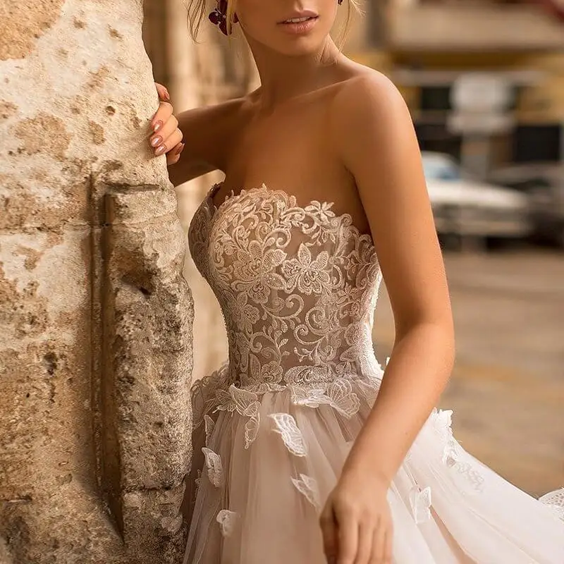 Romantic 3D butterfly Wedding Dress 2019 Swanskirt Appliques A-Line Princess Lace Up Bride Gown vestido de noiv