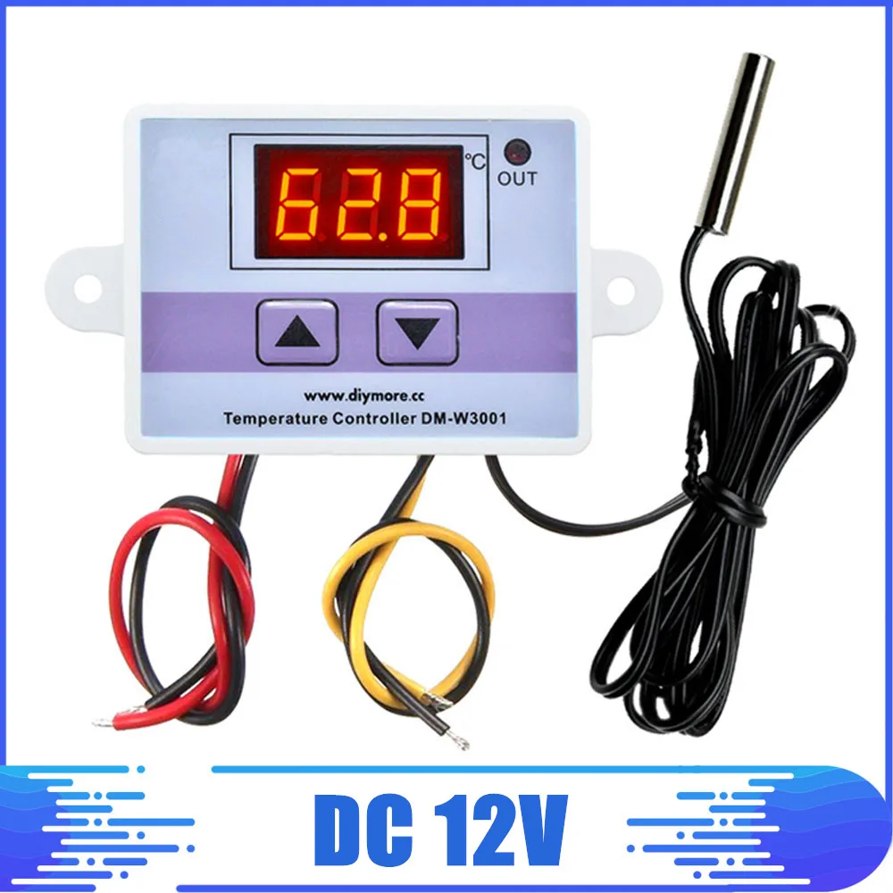 Контроллер температуры постоянного тока 24 В 110 В-220 в 12 В цифровой светодиодный контроллер температуры термометр термо контроллер переключатель зонд - Цвет: DC 12V