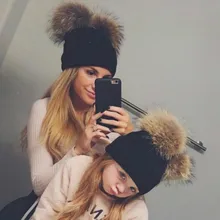 Зимняя шапка с двумя плюшевыми помпонами для женщин и маленьких девочек, вязаные шапки, плотные женские осенние шапки Gorro mujer invierno czapka zimowa