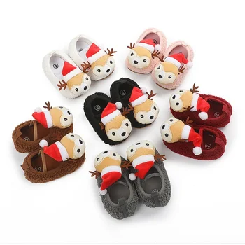 

Warm Newborn Baby Girls Princess Winter Boots Christmas Deer First Walkers Anti-slip Infant Toddler Baby Boy Footwear Shoes