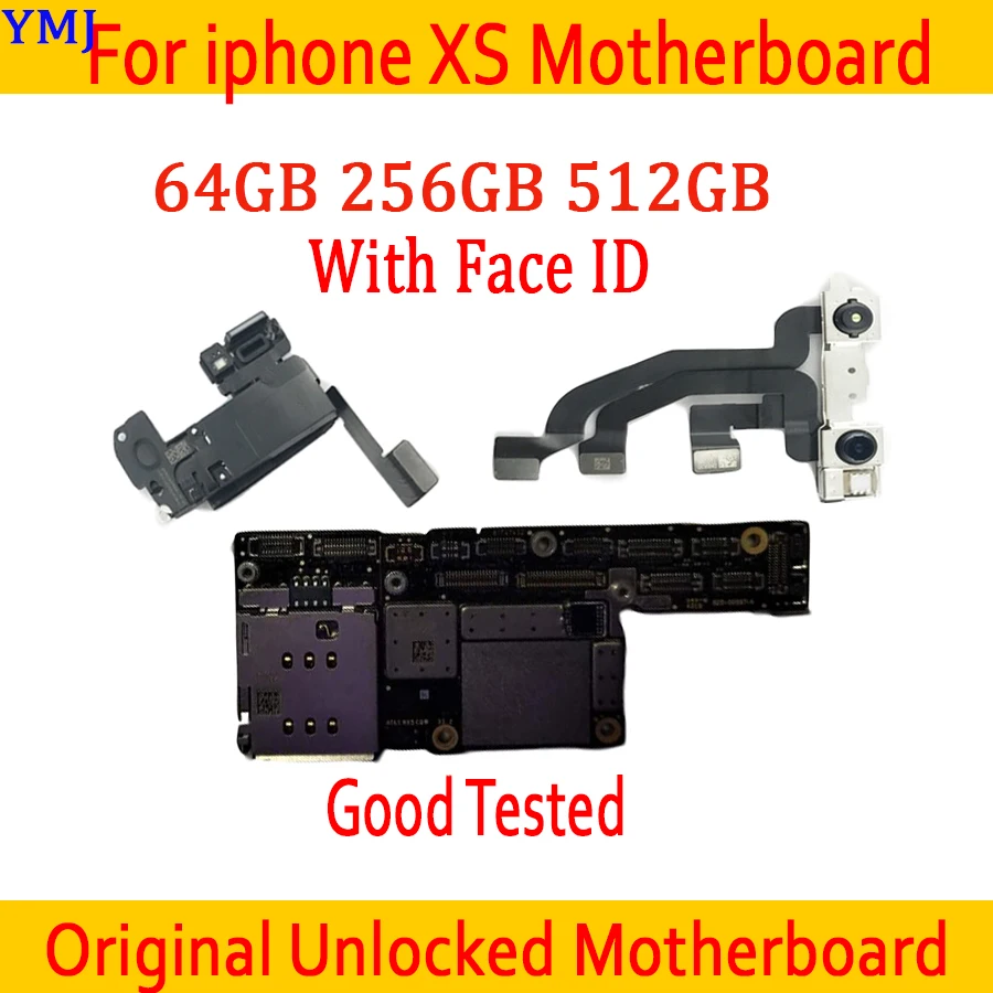 

For iPhone XS Unlocked Free iCloud Motherboard With Face ID Original Used OK Main Logic Board 100% Good Working