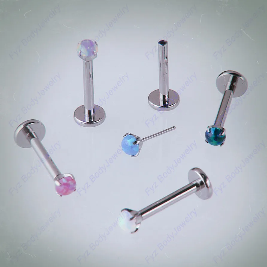 

G23 Titanium Threadless Push Pin 16G 18G Zircon Ear Cartilage Helix Tragus Stud Opal Labret Lip Piercing Body Jewelry